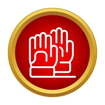 Outline protective work gloves icon on red background Stock Illustration