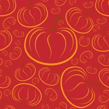 Outline pumpkins seamless pattern. Pumpkin patch background. Stock Illustration