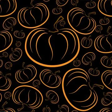 Outline pumpkins seamless pattern. Pumpkin patch background. Illustrazione stock