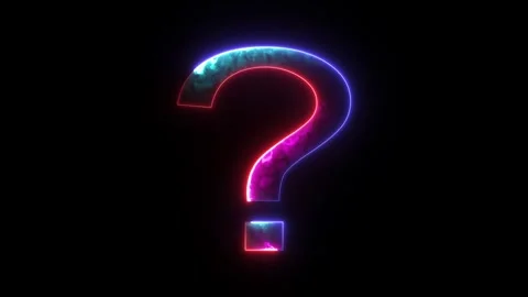 Outline query silhouette. Neon question mark icon. Blue and pink neon glowi.. Video stock 295933097