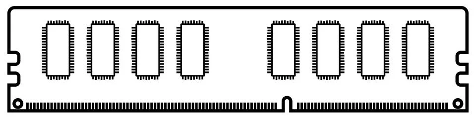 Outline RAM for desktop computer, memory stick isolated on white background Stock Illustration