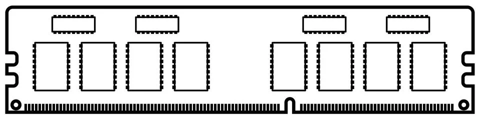 Outline RAM for desktop computer, memory stick isolated on white background.  Stockillustratie