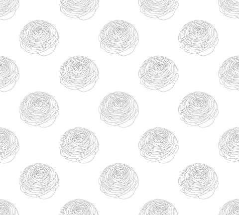 Outline Ranunculus on White Background Stock Illustration