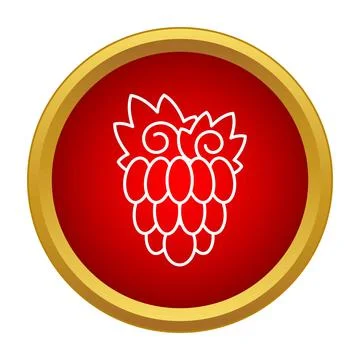 Outline raspberry fruit icon on red button Stock Illustration