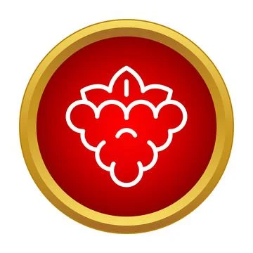 Outline raspberry fruit icon on red button Illustrazione stock