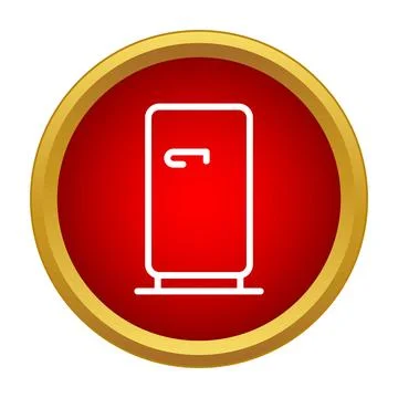 Outline refrigerator icon inside red circle 스톡 일러스트