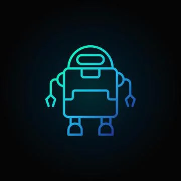 Outline robot vector blue concept icon on dark background Stock Illustration