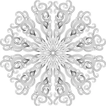 Outline round floral pattern for coloring book page. Antistress for adults an Stock Illustration
