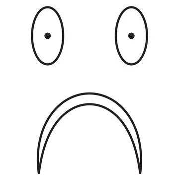 An outline of a a sad face Illustrazione stock