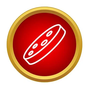 Outline of salami slice in red circle icon Stock Illustration