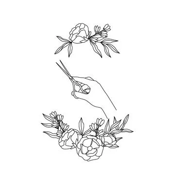The outline of the scissors in the hand Stock Illustration
