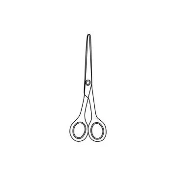 The outline of the scissors on a white background. A simple line, a sketch in a Stock Illustration