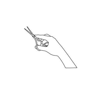 The outline of the scissors in your hand. The barber holds the tool. Sketch Stock Illustration