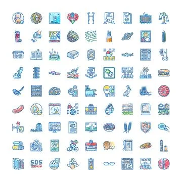 Outline scribble drawing colorful various icons collection Stock Illustration