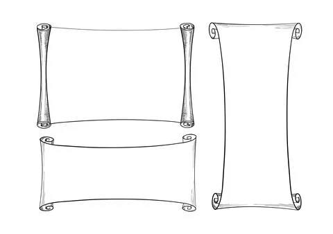 Outline scroll set. Vector simple illustration with place for text. Blank for Stock Illustration