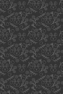 Outline seamless easter pattern, scandinavian style, minimalism Stock Illustration