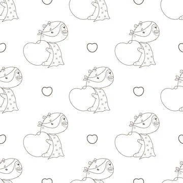 Outline Seamless Pattern Superhero Capybara in hero mask and raincoat with .. Stock Illustration