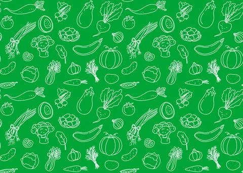 Outline seamless vegetable pattern Stock Illustration