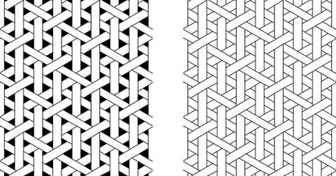 Outline Seamless weave rattan pattern, vector art Stock Illustration