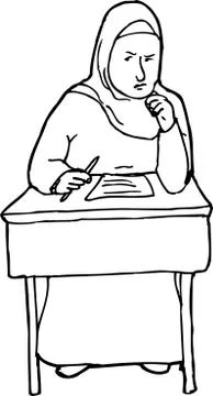 Outline of Serious Student Thinking Stockillustratie