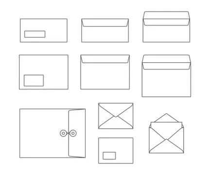Outline set of envelopes Stock Illustration