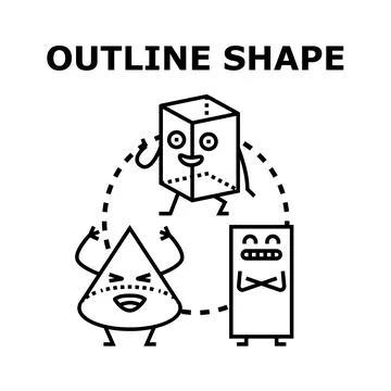 Outline shape geometric figures characters concept Stock Illustration