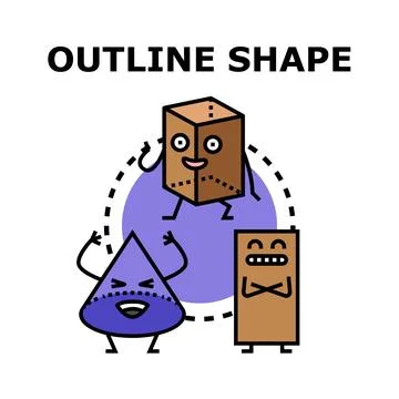 Outline shape geometric figures characters concept Stock Illustration