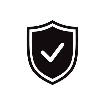 Outline Shield Icon with Check Stock Illustration