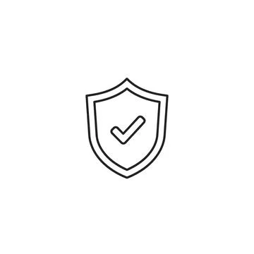 Outline shield icon with check mark security and safety with suitable for Stock Illustration