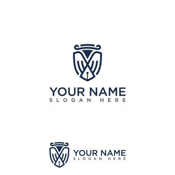 Outline shield for Law logo creative design template Stock Illustration