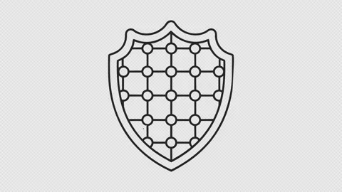 Outline Shield Network Grid Animation with Path Reveal on Transparent Background Stock Footage 337652731