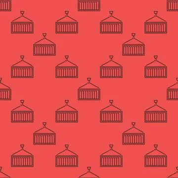 Outline Shipping Container vector seamless pattern - logistics background Illustrazione stock