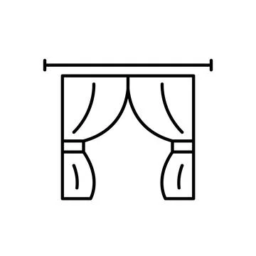 Outline simple curtain black vector icon. EPS 10.. Isolated home illustration Stock Illustration