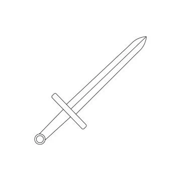 Outline simple sword Icon isolated on white background. Vector illustration. Stock Illustration