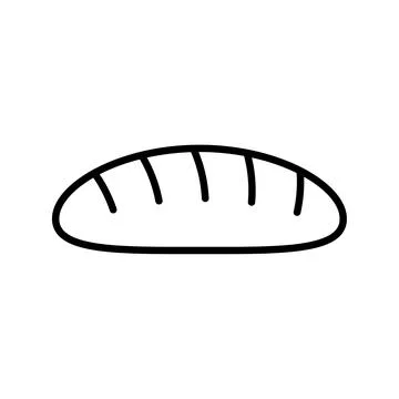 Outline, simple vector bread icon isolated on white background. 스톡 일러스트