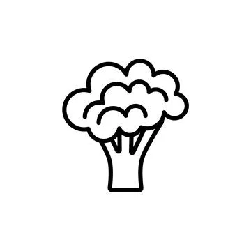 Outline, simple vector broccoli icon isolated on white background. Stock Illustration