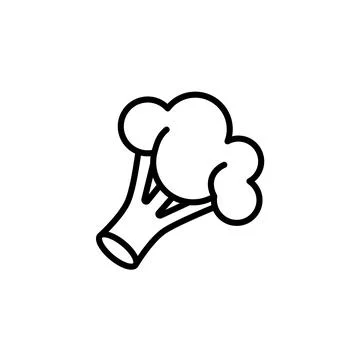 Outline, simple vector broccoli icon isolated on white background. Stock Illustration