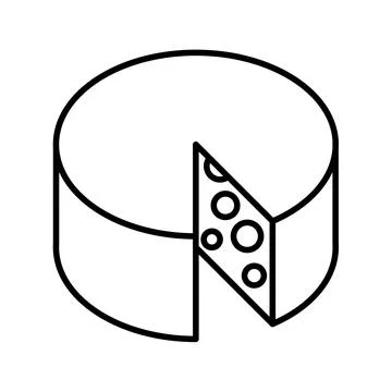 Outline, simple vector cheese icon isolated on white background. Stock Illustration
