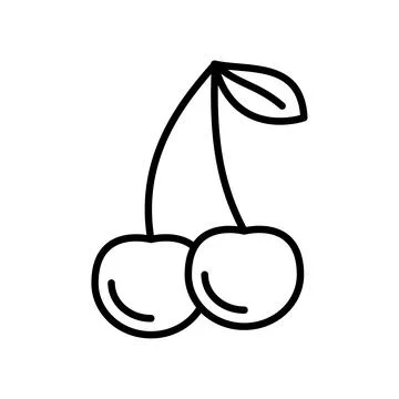 Outline, simple vector cherry icon isolated on white background. Stock Illustration