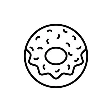Outline, simple vector donut icon isolated on white background. Stock Illustration