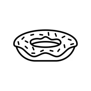 Outline, simple vector donut icon isolated on white background. Stock Illustration