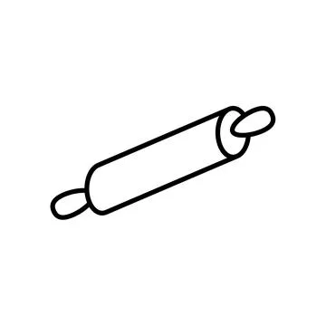 Outline, simple vector dough rolling pin icon isolated on white background. Stock Illustration