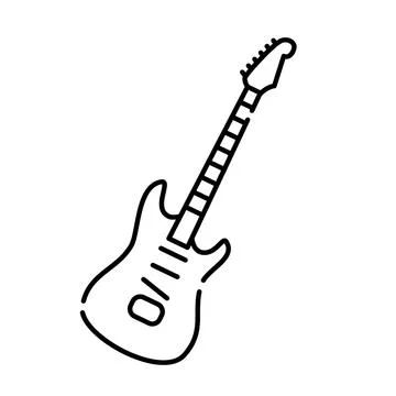 Outline, simple vector electric guitar icon isolated on white background. Stock-Illustration