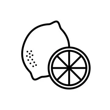 Outline, simple vector lemon icon isolated on white background. Stock Illustration