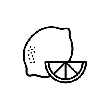 Outline, simple vector lemon icon isolated on white background. Stock Illustration