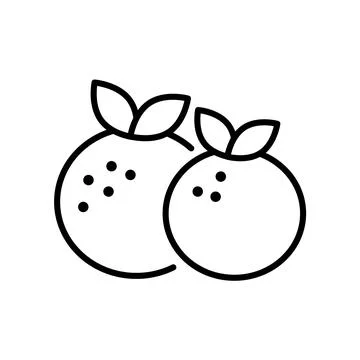 Outline, simple vector mandarin icon isolated on white background. Stock Illustration