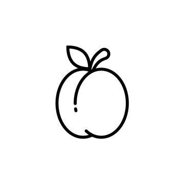 Outline, simple vector peach icon isolated on white background. Stock Illustration