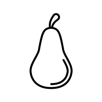 Outline, simple vector pear icon isolated on white background. Stock Illustration