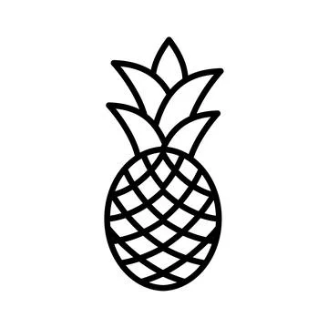 Outline, simple vector pineapple icon isolated on white background. Stock Illustration