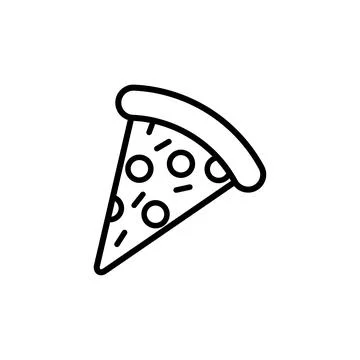 Outline, simple vector pizza icon isolated on white background. Stock Illustration